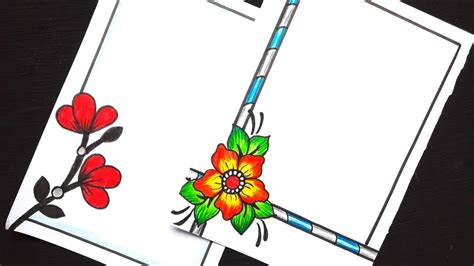 Flower Border Design Drawing Easy Pencil Sketch Page Border Flower