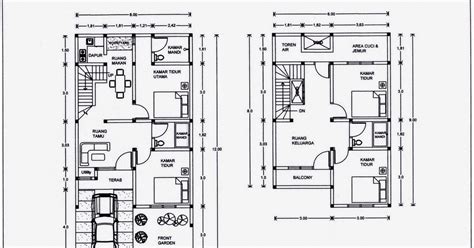 Contoh Denah Rumah Minimalis 2 Lantai Tipe 36