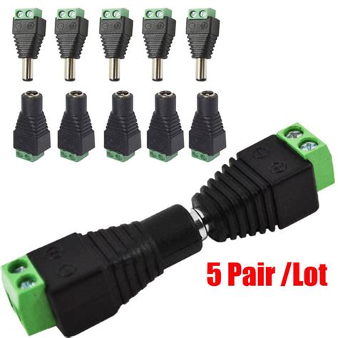 5 Pair Dc Power Socket And Plug Screw Terminal 12v Volt Cctv Adaptor 2
