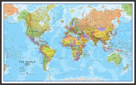 Maps International Large Political World Wall Map With Images And