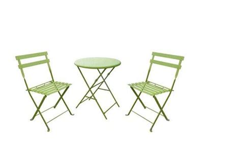Use a bistro table and chairs to create a small dining area on a front porch or apartment terrace. 3-Piece Folding Metal Patio Bistro Furniture Set