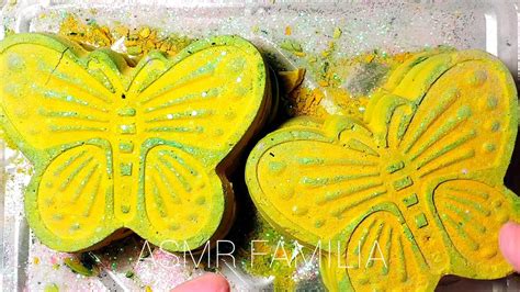 Crispy Yellow Butterflies 💛🦋 Baking Soda And Cornstarch Mix Asmr