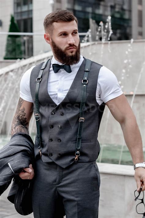 Black Leath Mens Harness Suspenders Mens Leather Etsy Uk