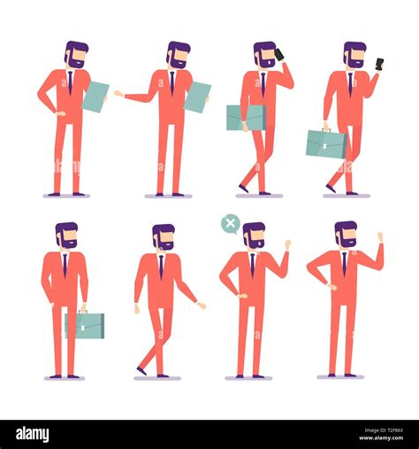 Businessman Characters Poses And Actions Set Stock Vector Image And Art