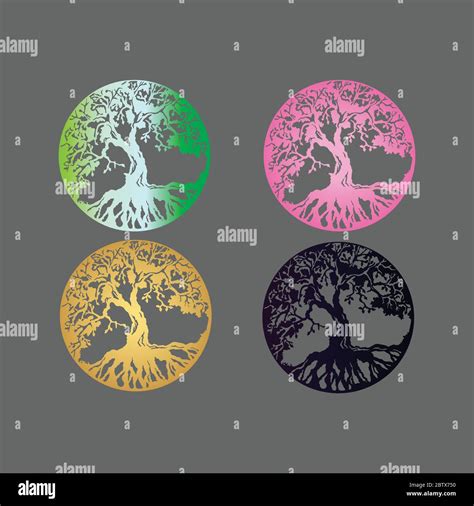Decorative Celtic Tree Of Life Vector Illustration On Gray Background