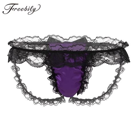 Mens Sissy Lingerie Panties Gay Jockstraps Pouch T Back Frilly Ruffled