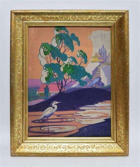 For more garden design ideas, visit: Unknown - Art Deco Landscape with A Heron at 1stdibs