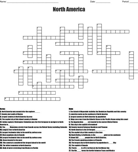 North America Crossword Wordmint Word Search Printable