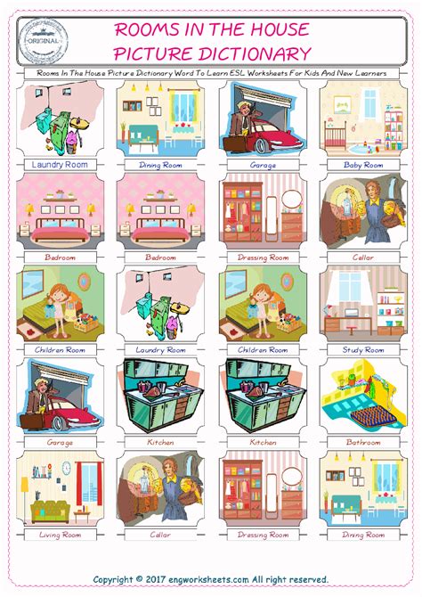 Rooms In The House English Esl Vocabulary Worksheets Engworksheets