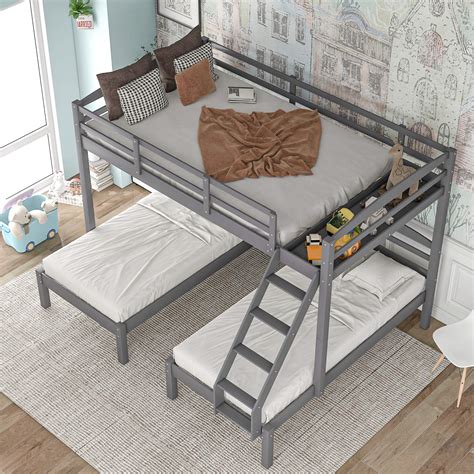 Buy Softsea L Shaped Triple Bunk Bed Full Over Twin And Twin Triple Bunk