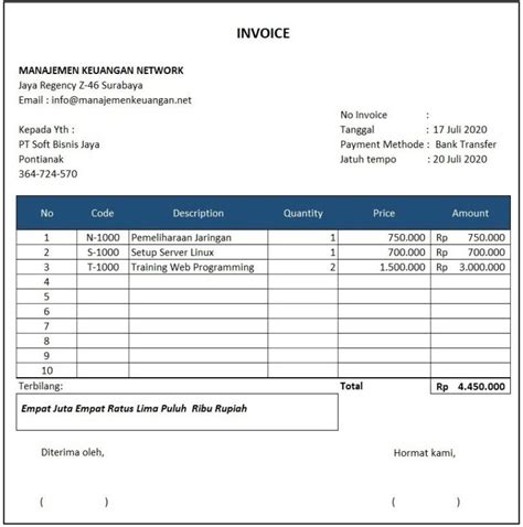 Contoh Invoice Faktur Tagihan Yang Sederhana Besert Vrogue Co