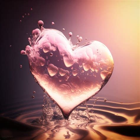 Pink Heart Shaped Water Splash Romantic Concept Wallpaper Stock