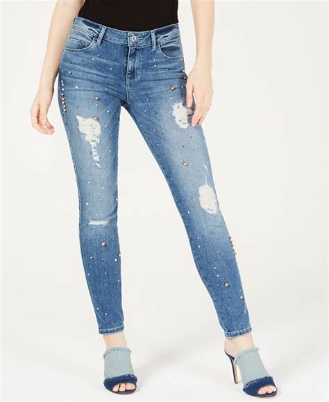 Guess Sexy Curve Ribbed Embellished Skinny Jeans And Reviews Jeans
