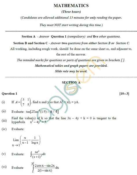 ISC Class Sample Paper Mathematics AglaSem Babes