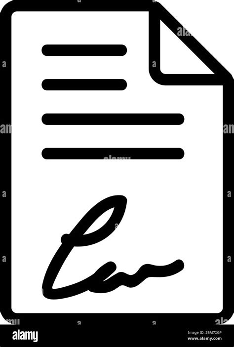 Document With Personal Signature Icon Vector Outline Illustration Stock