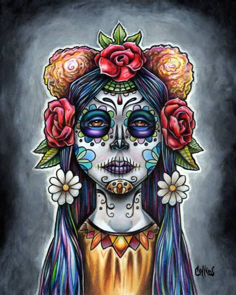Dia De Los Muertos By Bryan Collins Skull Art Drawing Sugar Skull