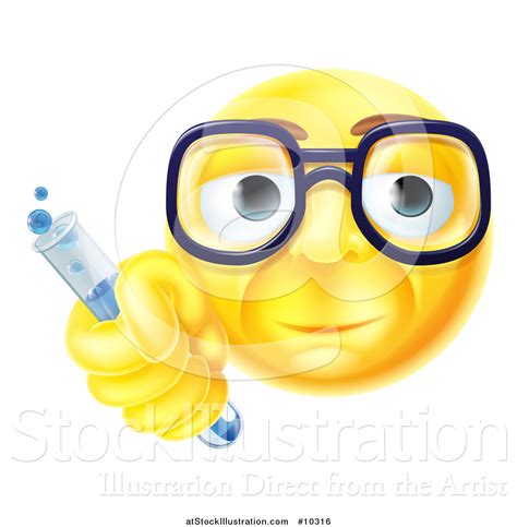 Vector Illustration Of A Yellow Smiley Face Emoji Emoticon Scientist