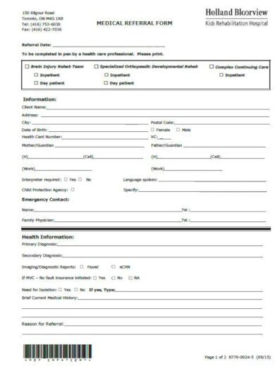 Referral Form Sample Download The Document Template