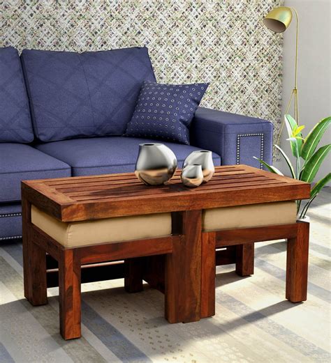 Buy Stigen Solid Wood Nesting Coffee Table Set In Honey Oak Finish
