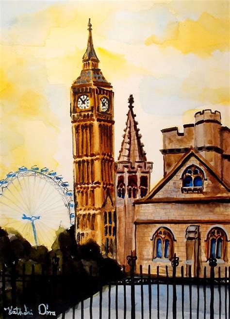 Big Ben And London Eye Art By Dora Hathazi Mendes Painting By Dora