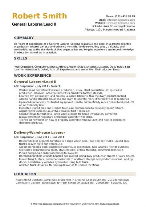 Construction Laborer Resume Examples Ratracs