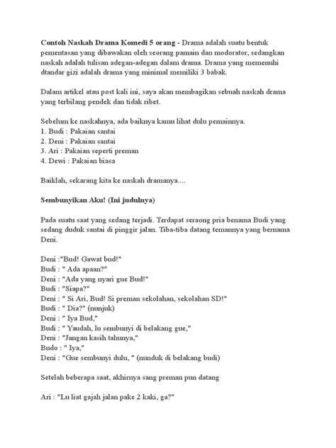 Contoh Naskah Teater Singkat - Aneka Contoh