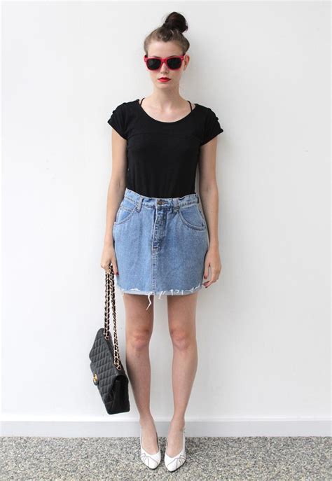 25 street style approved ways to wear a denim skirt stylecaster