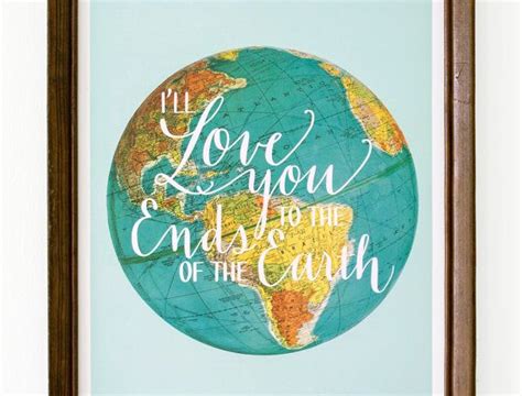 Hand Lettered Typography Print World Globe By Wildandfreedesigns