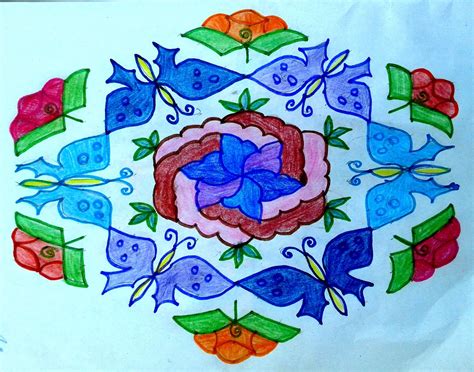 Colourful Rangoli Patterns With Dots 21 To 11 Dots And 21