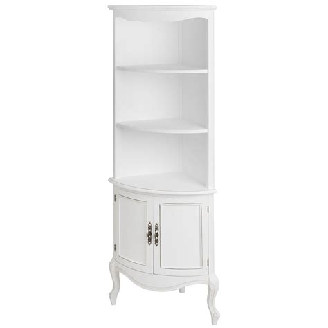 Furniture White Wooden Shelves With Three Racks And Double Doors Also