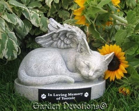 Kitty Cat Angel Pet Memorial Urn Garden Statue Grave Marker Stone