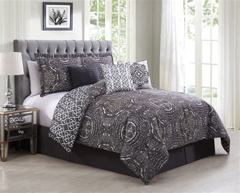 7 Piece Minka Graypurple Reversible Comforter Set