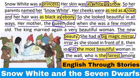 Learn English Through Stories Snow White And The Seven Dwarfs Youtube