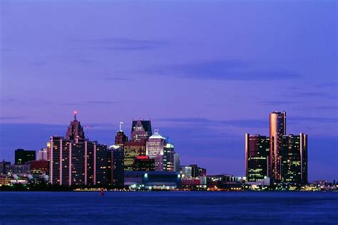 Detroit Skyline At Night In Usa Photograph By Design Pics Pixels