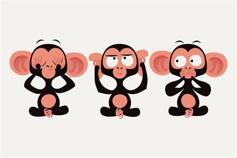Três sábio caricatura macacos 628382 Vetor no Vecteezy