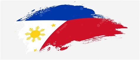 Premium Vector National Flag Of Philippines With Curve Stain Brush