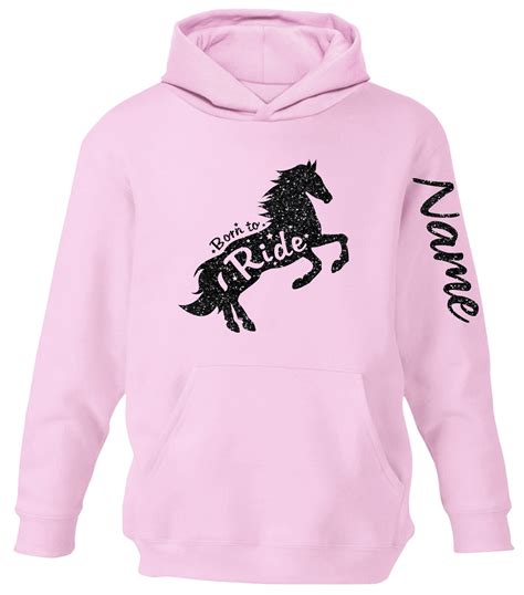 Personalised Glitter Equestrian Hoodie Girls Horse Riding Hoody Arm