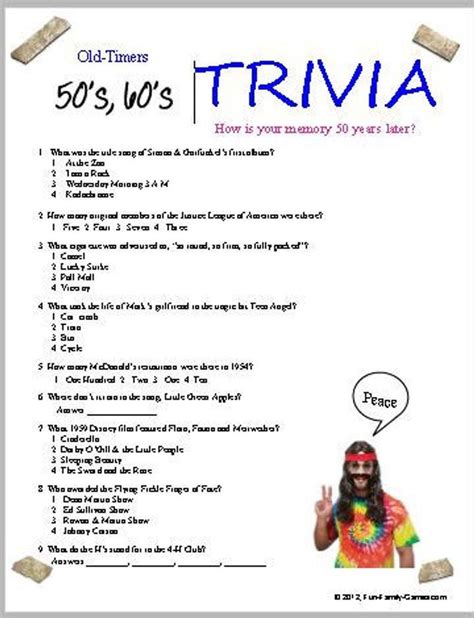 50s 60s Trivia Etsy Trivia For Seniors Trivia Questions Trivia