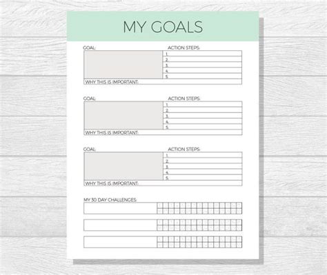 Goal Planner Printable Goal Printable Goal Worksheet Etsy In 2020