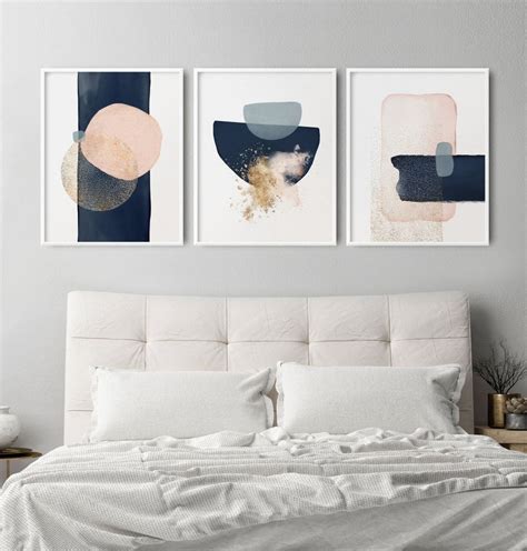 Abstract Blue Bedroom Wall Art For Above Bed Decor Modern Etsy