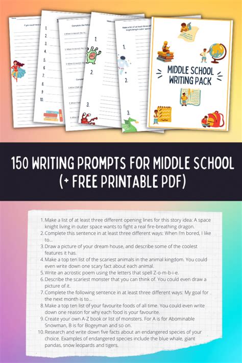150 Writing Prompts For Middle School Free Printable Imagine Forest
