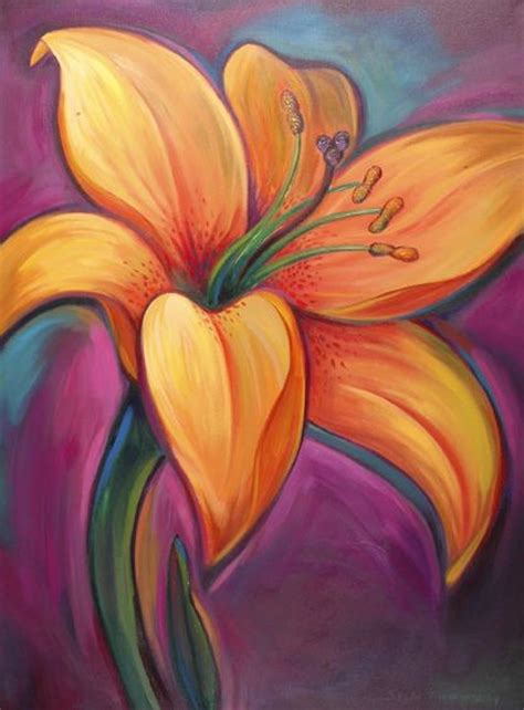 Easy Acrylic Painting Ideas Flowers Easy Flower Painting On Canvas In