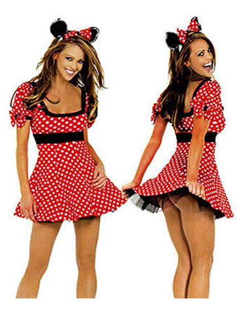 Surenow Womens Sexy Cartoon Mickey Mouse Sexy Lingerie Set Cosplay Costume