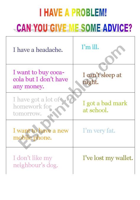 I Have A Problem Can You Give Me Some Advice Esl Worksheet By