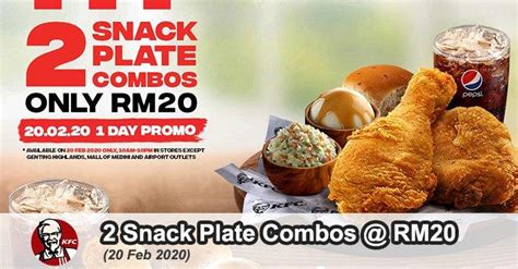 Kfc 2 Snack Plate Combos Only Rm20 Promotion 20 February 2020