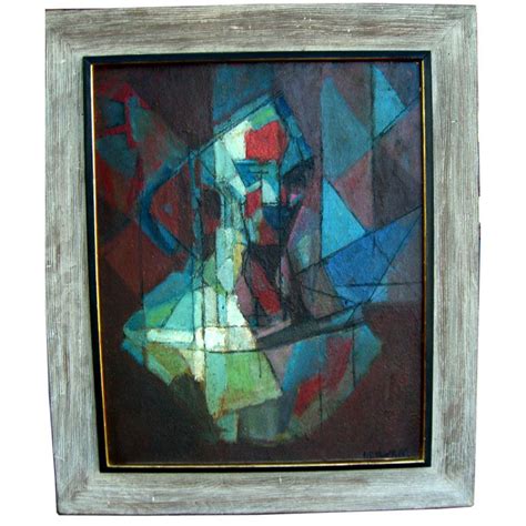 Cubist Self Portrait By Important American Artist Earl Kerkam At