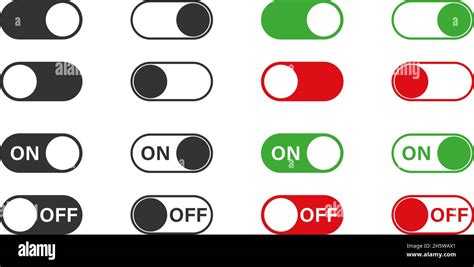 Switch Toggle Buttons On And Off Vector Icons Set In Flat Style App