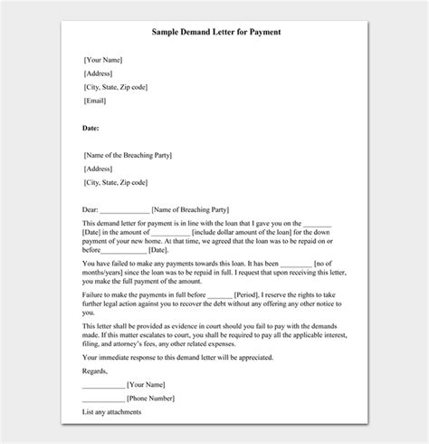 Free Demand Letter For Payment Template Sample Examples Images