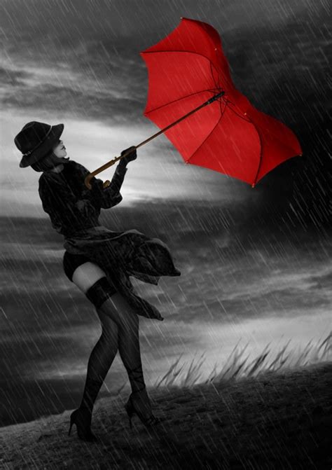 Rainy Day Womanshes Have Umbrella Problems But She Looks Great