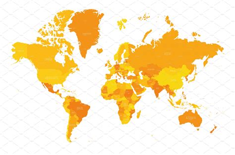 Orange Political Map Of World Vector Graphics Creative Market